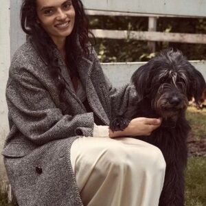 Doen Davis Coat in herringbone tweed - S